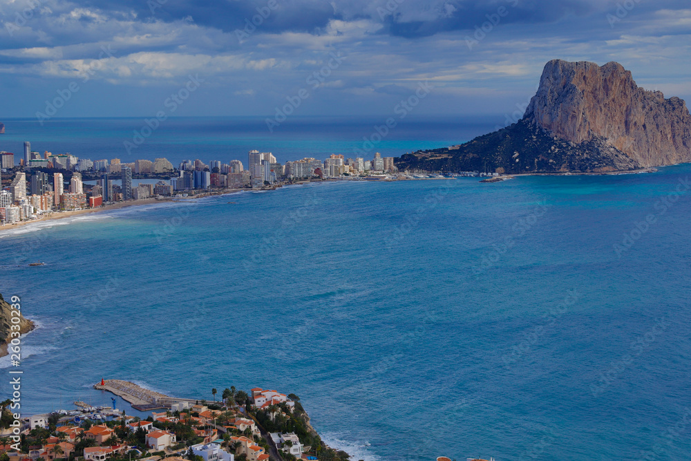 Panoramic view of the bay of Calpe, Valencia, Spain.