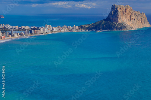 Panoramic view of the bay of Calpe, Valencia, Spain.