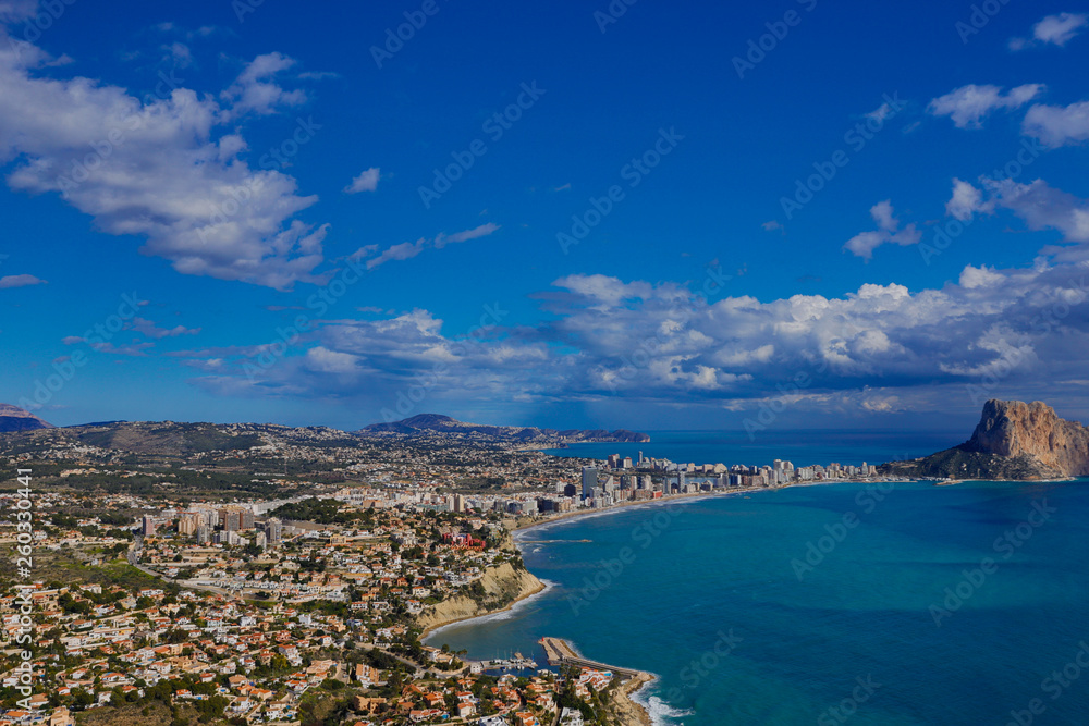 Panoramic view of the bay of Calpe, Valencia, Spain.