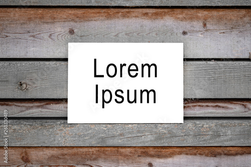 Textfeld an Holzwand, Lorem Ipsum