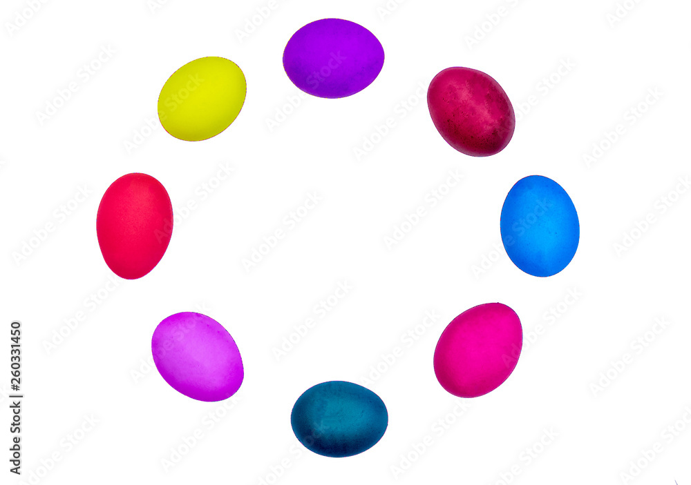 Easter eggs circle isolated on white
