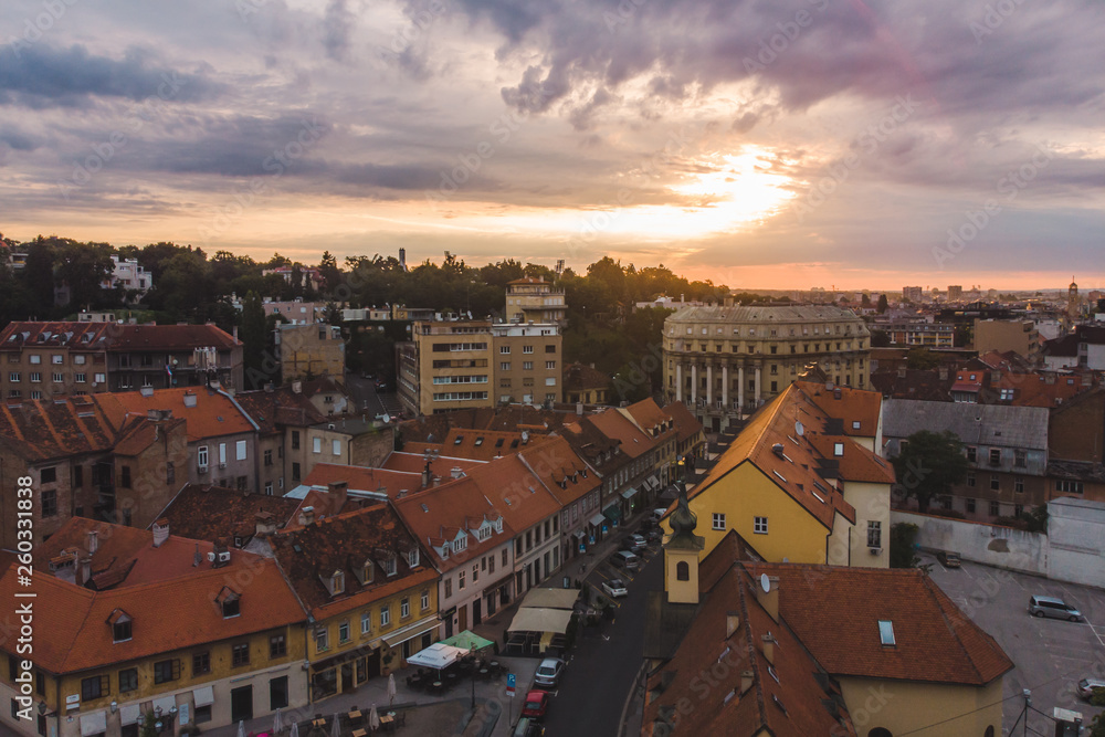 aerial view of zagreb old city