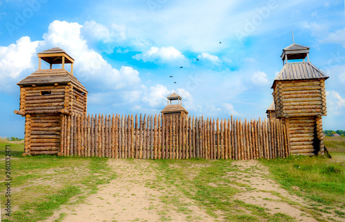 Valokuvatapetti A fort with wooden stockade