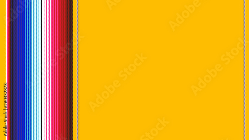 Yellow Blue Red Mexican Blanket Serape Stripes Background with Copy Space for Text & Seamless Pattern Tile Swatch Included. Cinco de Mayo Decor or Mexican Restaurant Menu Backdrop. 9:16 HD Format