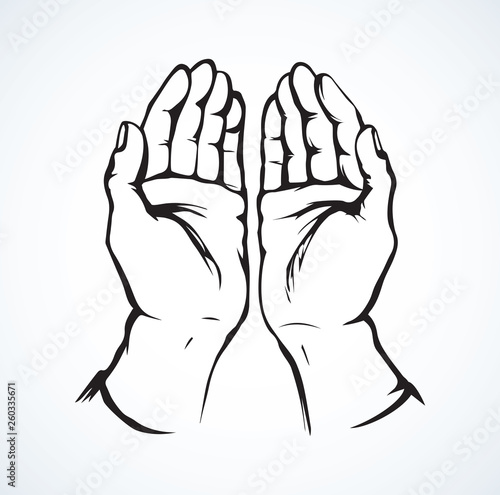 Praying hands. Vector drawing