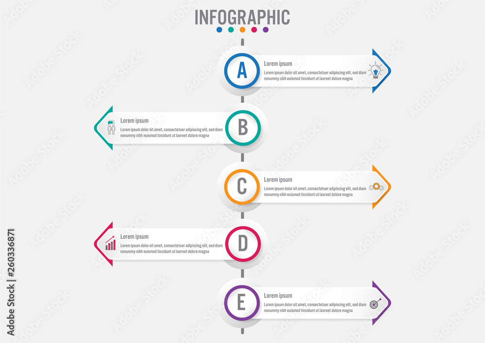 Fototapeta premium Business infographic template with 5 options arrows shape
