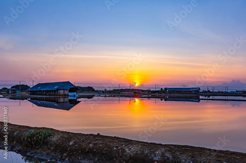 Countryside in the morning, Reflection of the warehouse © Teerayuth