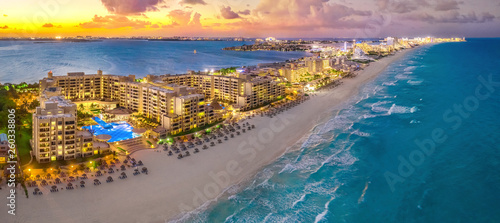 Cancun beach during sunset