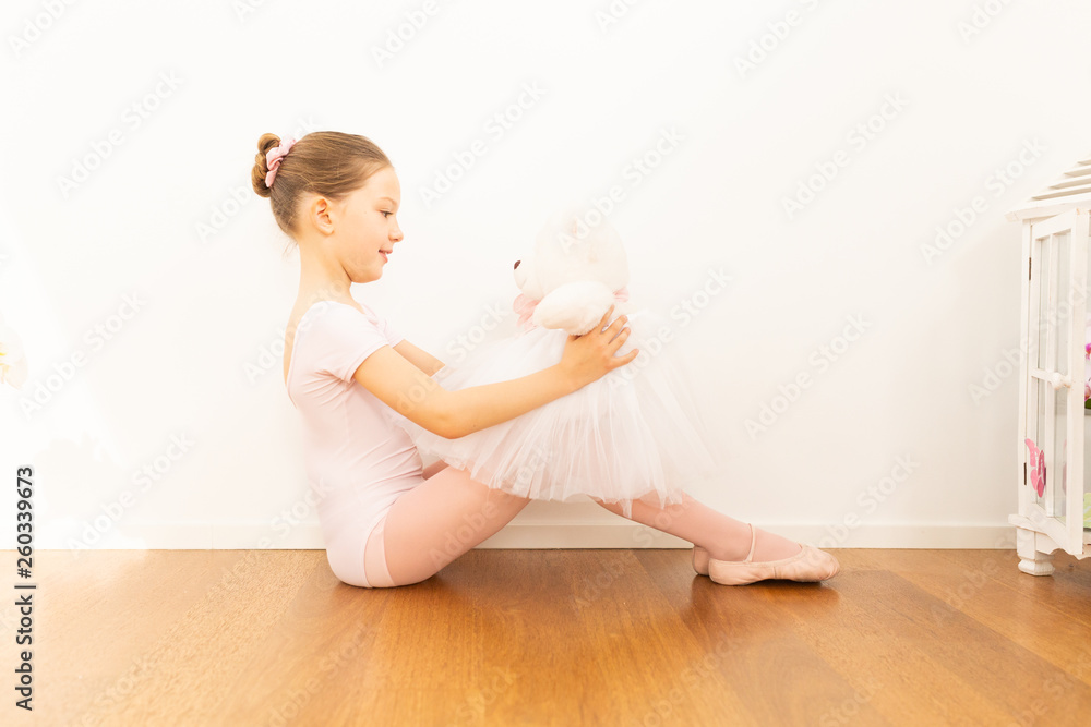ballet dancer with teddy bear