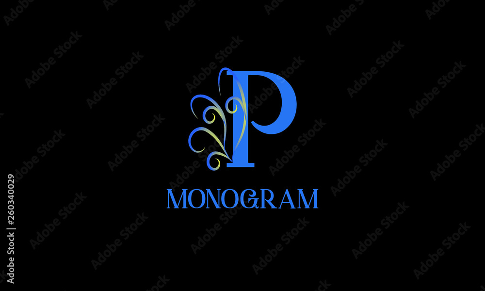 Decorative monogram with calligraphic letter. Logo logo design, business identity identity for a restaurant, royalty, boutique, cafe, hotel. Vector illustration Decorative monogram with calligraphic letter. Logo logo design, business identity identity for a restaurant, royalty, boutique, cafe, hotel. Vector illustration