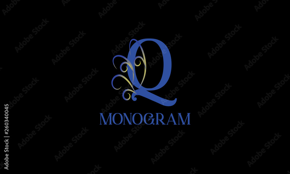 Decorative monogram with calligraphic letter. Logo logo design, business identity identity for a restaurant, royalty, boutique, cafe, hotel. Vector illustration
