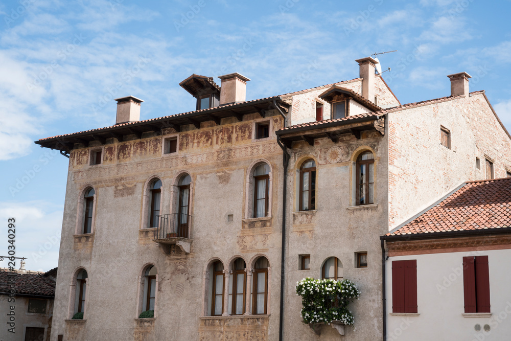 decorative historical building in Bassano del Grappa, Italy_