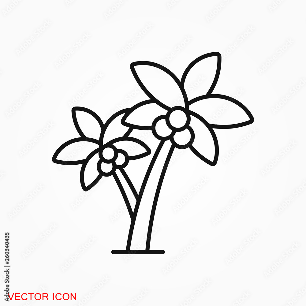 Coconut trees Icon vector sign symbol for design Coconut trees Icon vector sign symbol for design