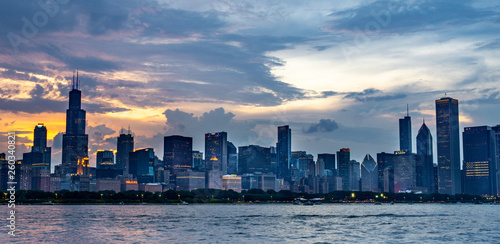 The Chicago Skyline at Sunset