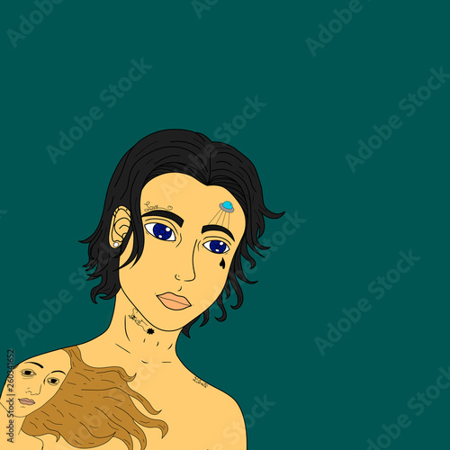 Quadro su tela EU desenhei como um crítica de como nós focamos tanto a beleza e não o interior, fiz ele tatuado como um forma de dizer que o nosso corpo é um templo, só que nosso templo