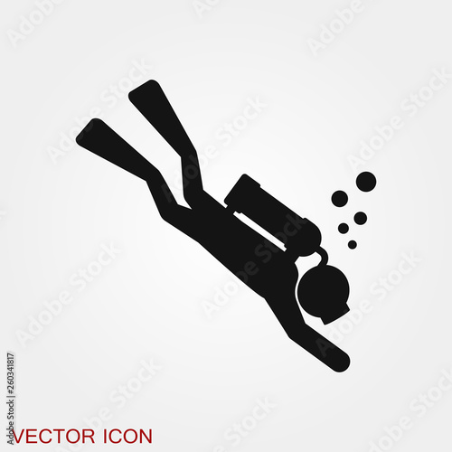 Scuba diver icon vector sign symbol for design