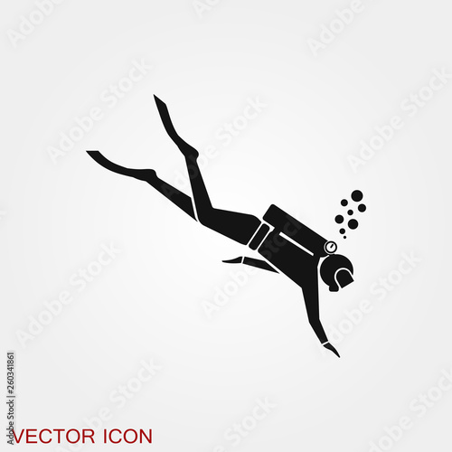 Scuba diver icon vector sign symbol for design