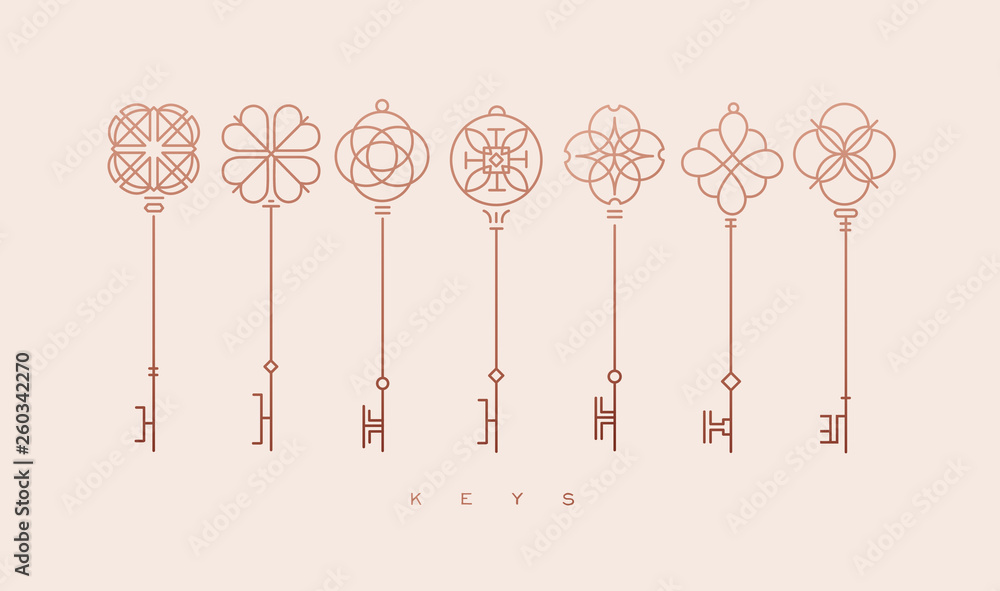 Modern graphic key collection beige