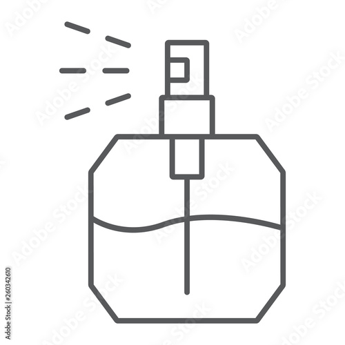 Perfume thin line icon, fragrance and cosmetic, aroma sign, vector graphics, a linear pattern on a white background.