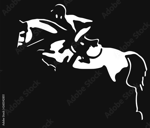 Vector logo of a rider on a horse in  backlit