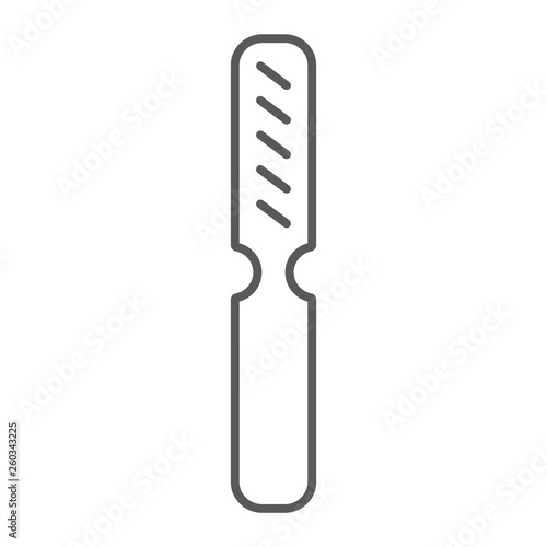 Beauty rasp thin line icon, polish and beauty, abrasive sign, vector graphics, a linear pattern on a white background.