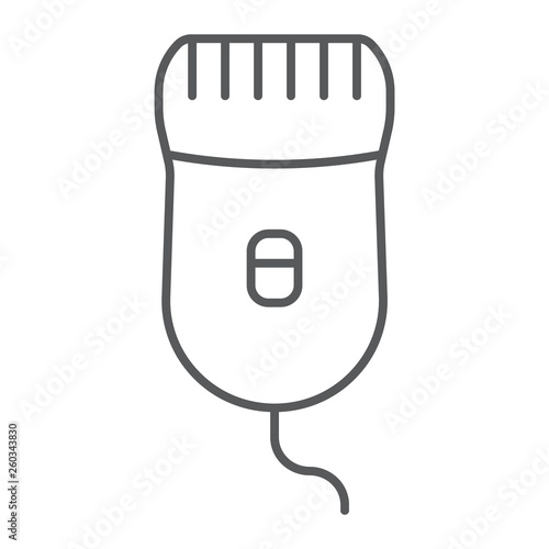 Epilator thin line icon, beauty and shave, depilation sign, vector graphics, a linear pattern on a white background.