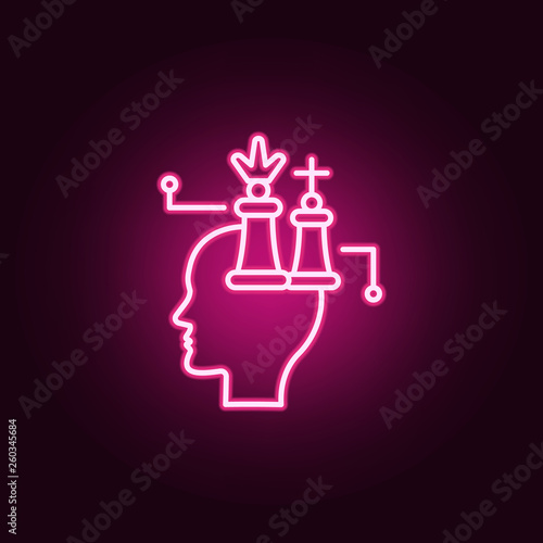 Chess, marketing, brain neon icon. Elements of Creative thinking set. Simple icon for websites, web design, mobile app, info graphics