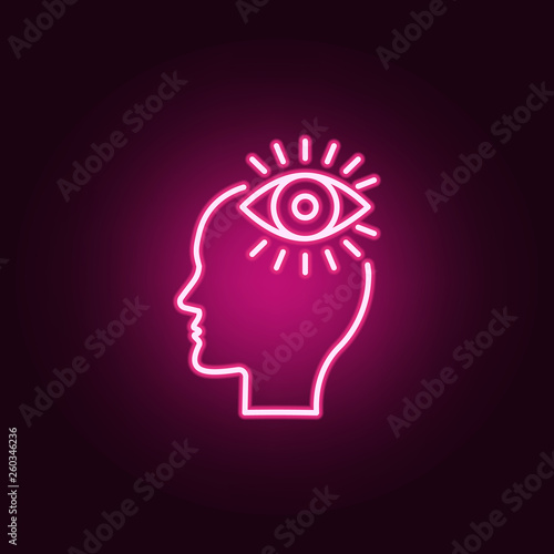 Eye, view, brain neon icon. Elements of Creative thinking set. Simple icon for websites, web design, mobile app, info graphics