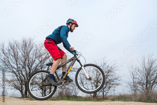 Athletic man riding a bike. lifestyle.