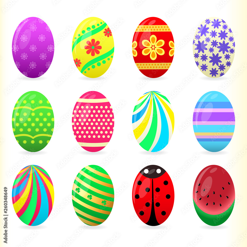 Easter eggs -illustration. Set of colourful Easter eggs.