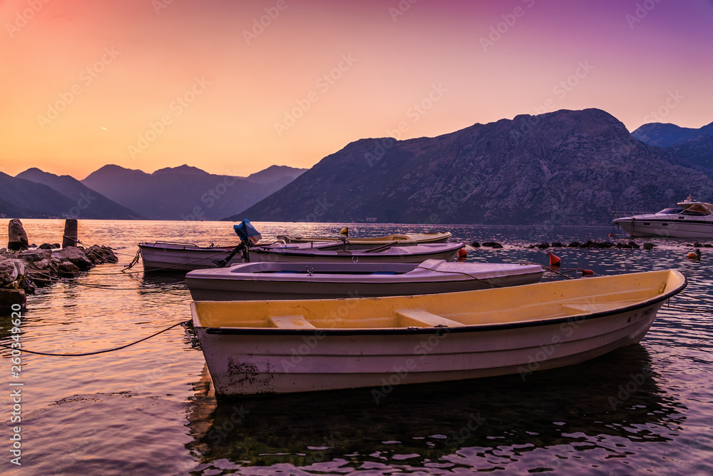 Sunset view of Kotor's bay, Montenegro. Sunset view of Kotor's bay, Montenegro.