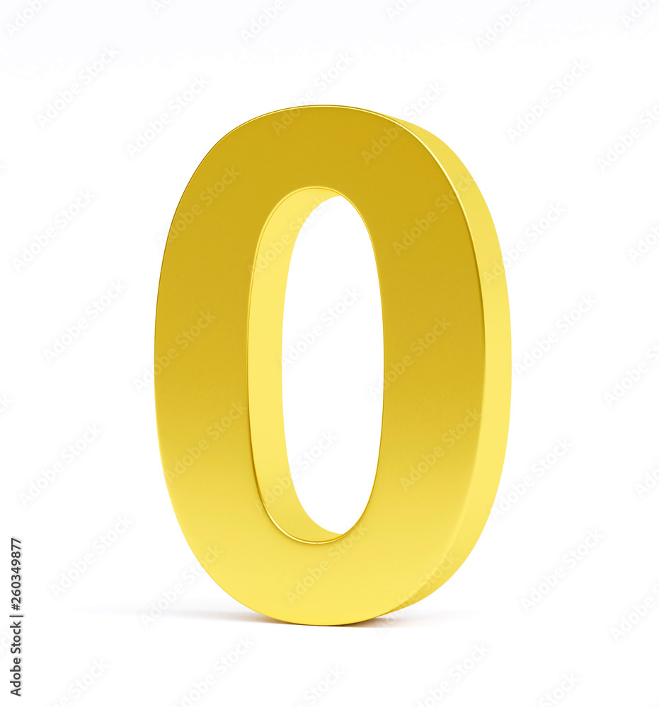 Golden number 0, isolated on white. Collection. 3d image Golden number 0, isolated on white. Collection. 3d image