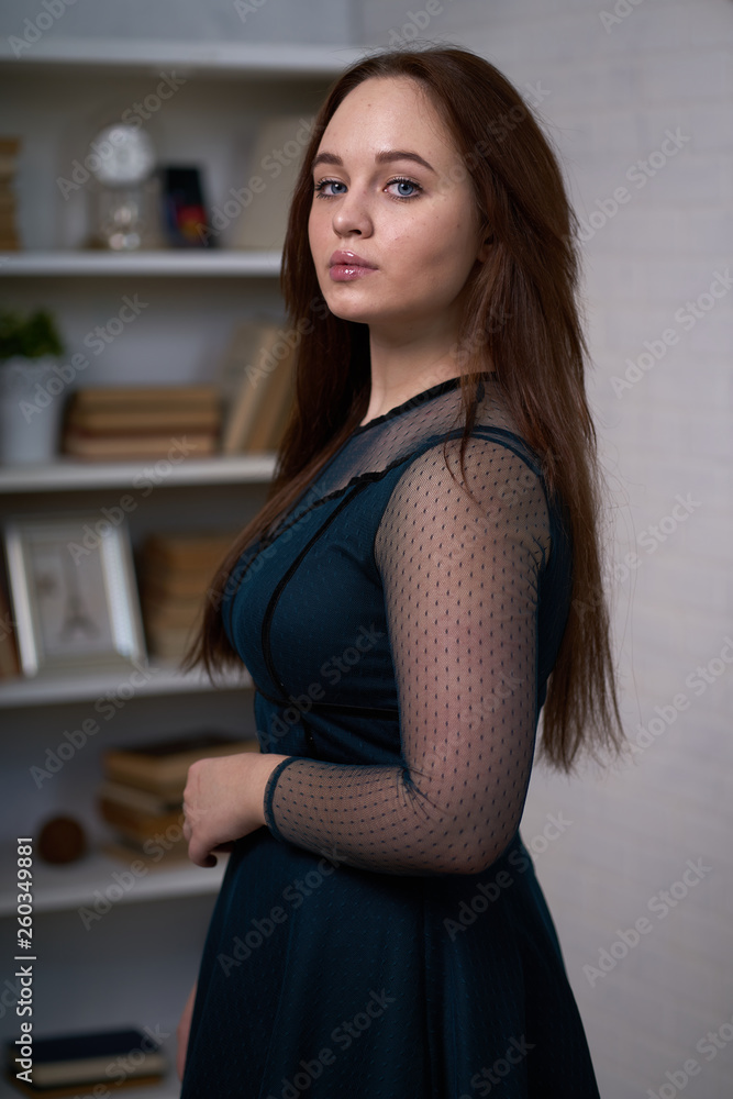 Pretty Female Student Surrounded by Library Books Pretty Female Student Surrounded by Library Books
