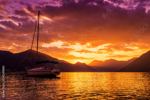 Sunset view of Kotor's bay, Montenegro. © Neonyn
