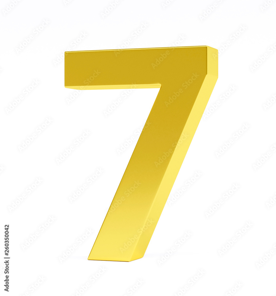 Golden number 7, isolated on white. Collection. 3d image Golden number 7, isolated on white. Collection. 3d image