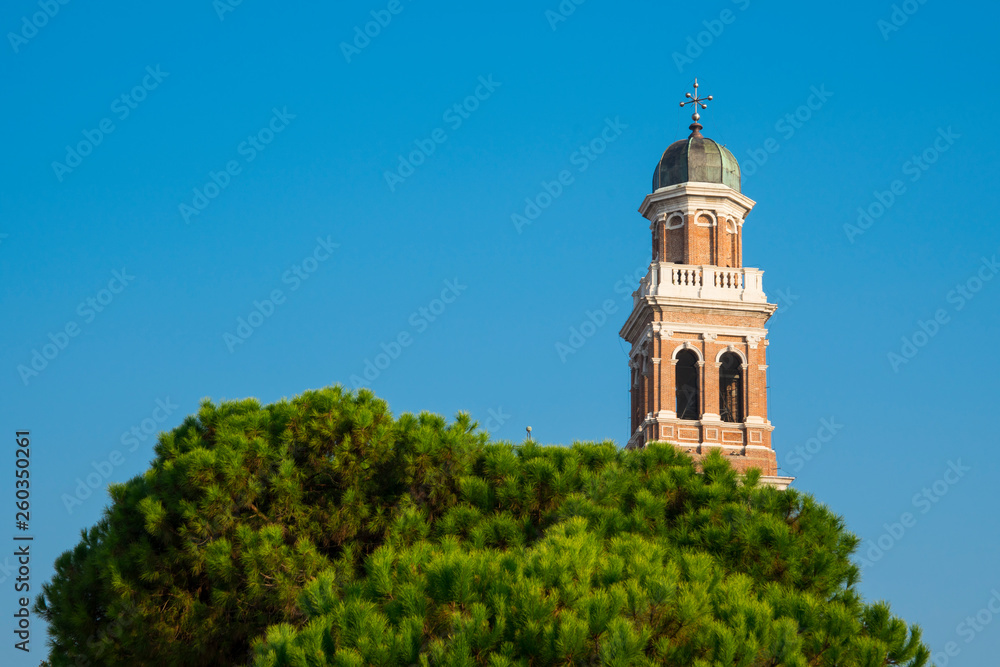 Round Church, chiesa della Beata Vergine del Soccorso, Rovigo, Italy. Blue sky, space for text