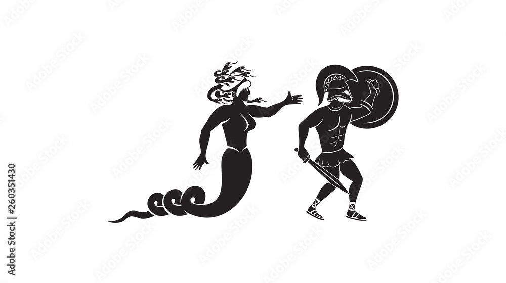 Medusa gorgon goddess, black silhouette vector - Stock Illustration  [105058943] - PIXTA