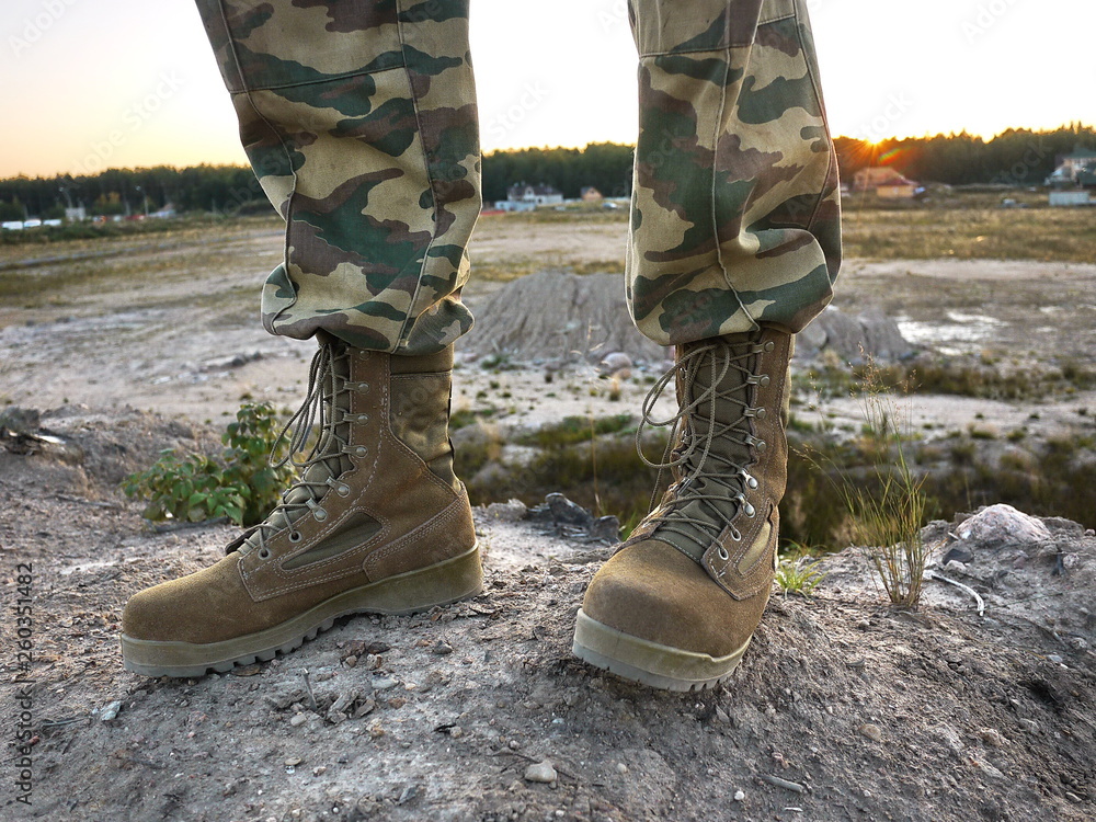 Military boots for men. Are used for equipment military and