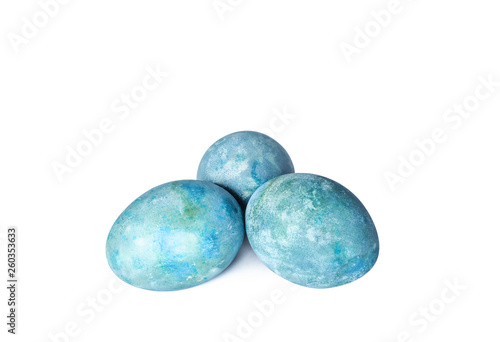 Aquamarine easter eggs isolated on a white background