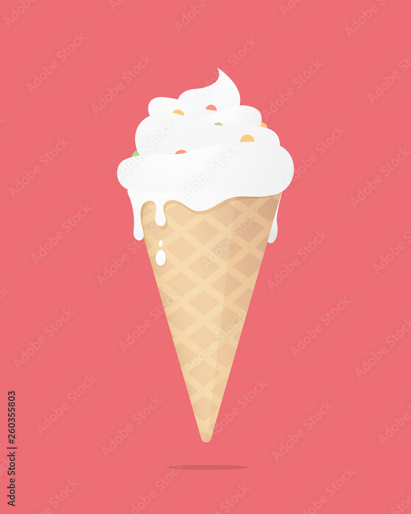 Vector illustration of ice cream is on a red background. Vector illustration of ice cream is on a red background.