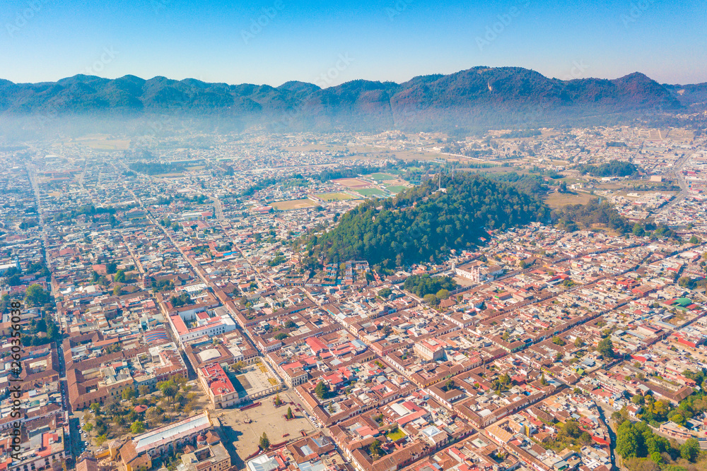 Beautiful aerial view of  San Cristobal de las Casas magical town in Chiapas Mexico