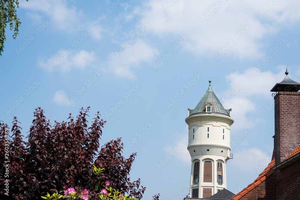 white water tower of Roosendaal, The Netherlands. Space for text white water tower of Roosendaal, The Netherlands. Space for text