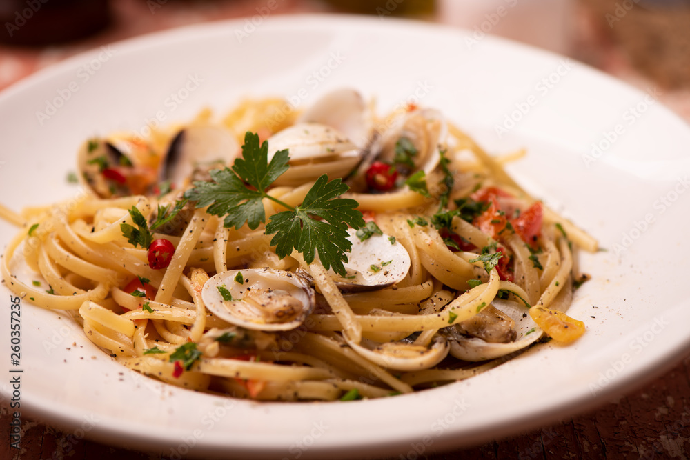 Fresh pasta with seafood