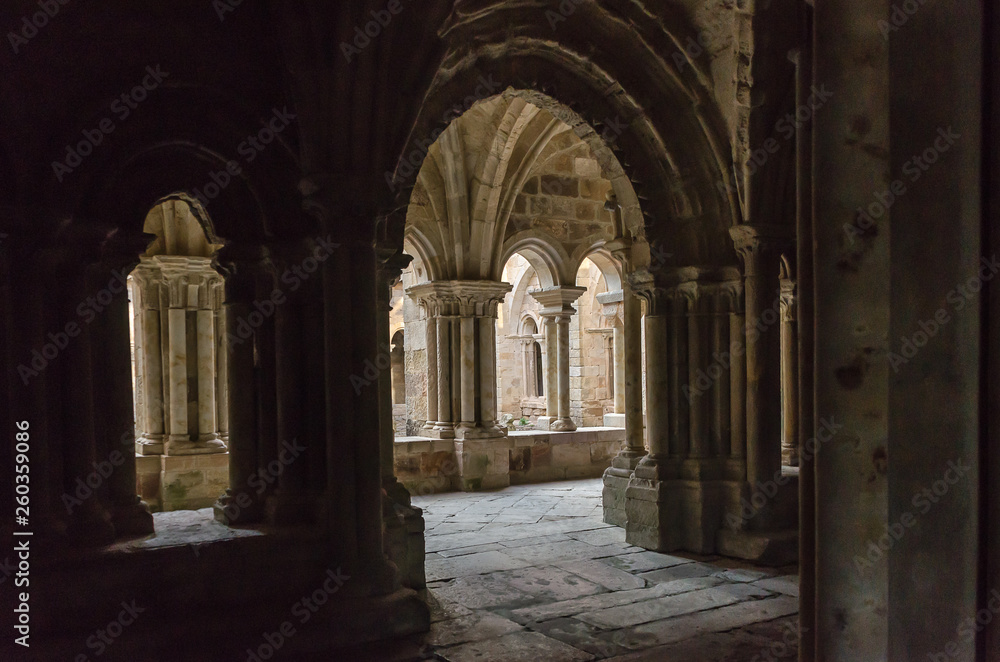 Cloister monastery Santa Maria la real in Aguilar de Campoo. Palencia