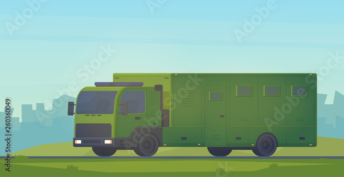 Police special transport for the transport and protection of prisoners and arrested people. Mobile truck prison. Belarusian police transport.