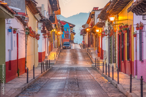 Beautiful streets and colorful facades of San Cristobal de las Casas in Chiapas, Mexico  © JoseLuis