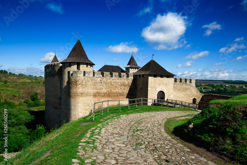 Ancient fortress in Khotyn, fortification on Dniester River. Famous castle in West Ukraine.