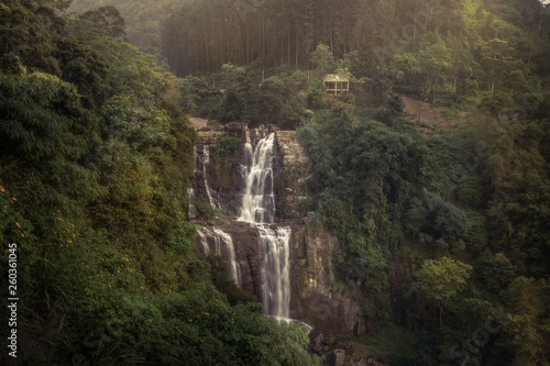 Waterfall scenery landscape Ramboda falls in Sri Lanka Nawara Eliya 