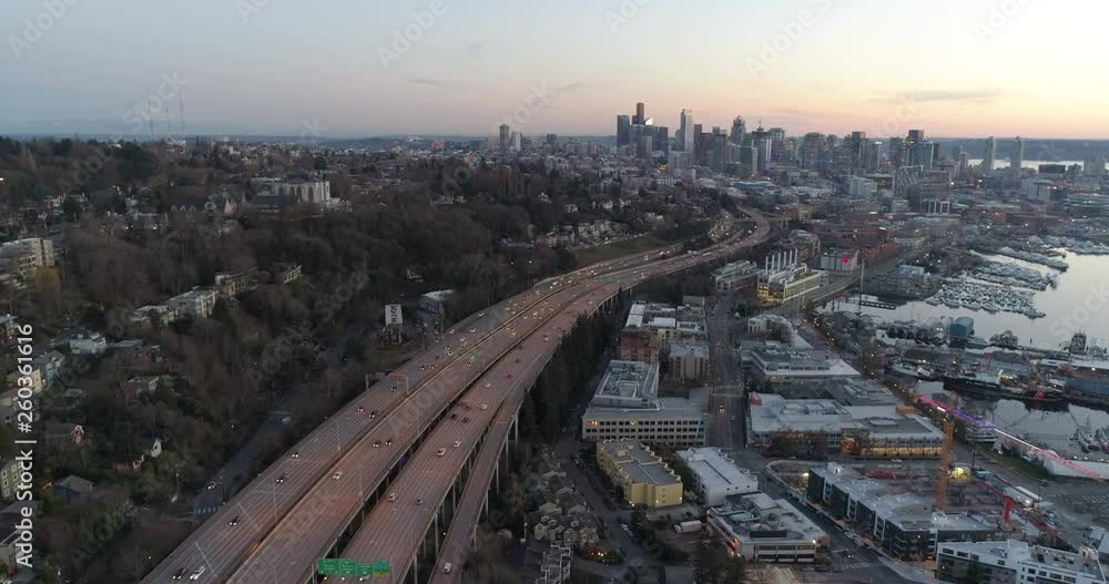 Seattle Washington Highway Aerial Above View of City Seattle Washington Highway Aerial Above View of City