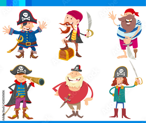 Cartoon Fantasy Pirates Characters Set